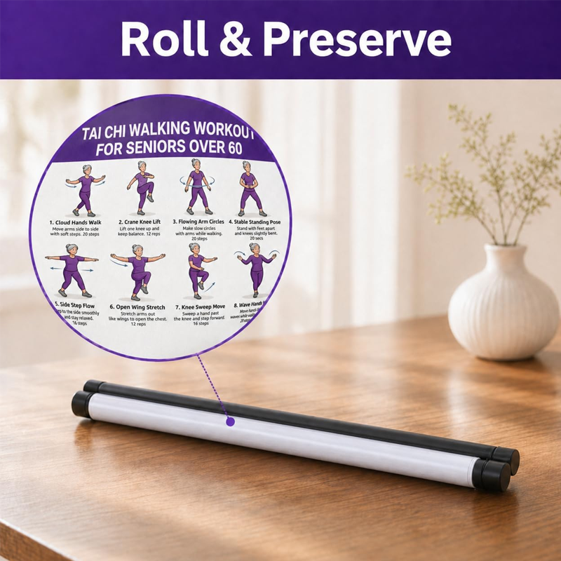 Póster de ejercicios de Tai Chi para personas mayores