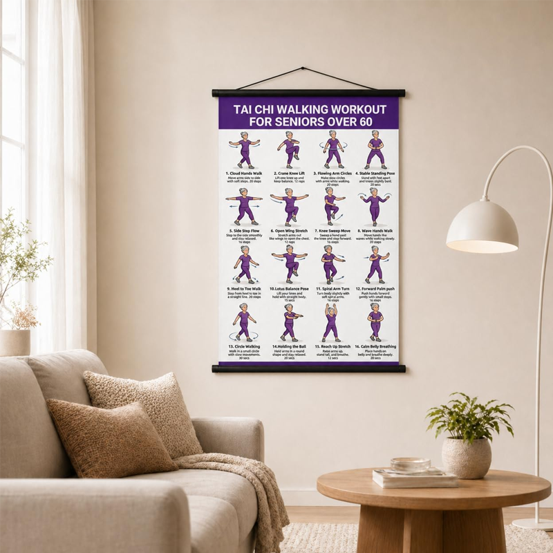 Póster de ejercicios de Tai Chi para personas mayores