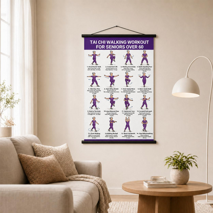 Póster de ejercicios de Tai Chi para personas mayores