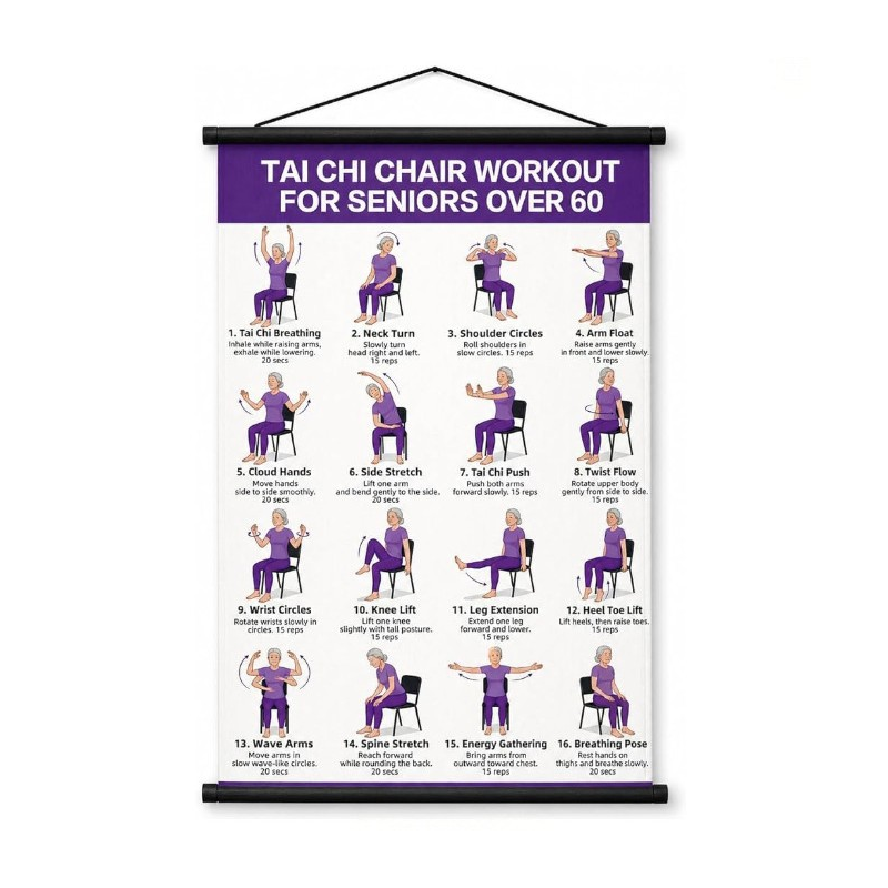 Póster de ejercicios de Tai Chi para personas mayores
