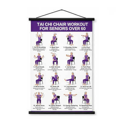 Póster de ejercicios de Tai Chi para personas mayores