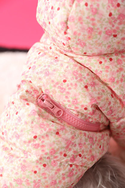 Thickened and Warm Floral Hooded Down Jacket