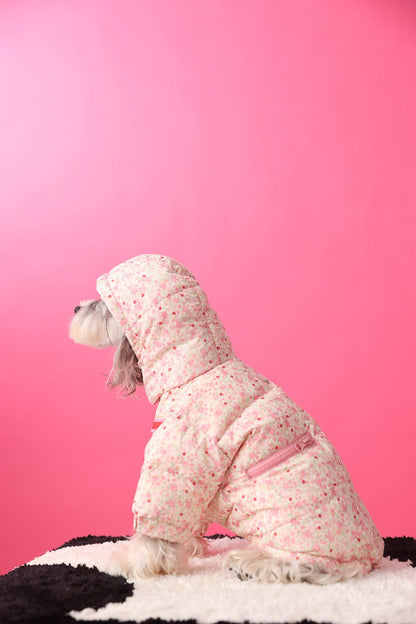 Thickened and Warm Floral Hooded Down Jacket