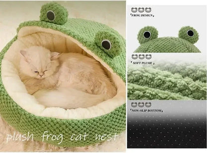 Warm Plush Round Frog Soft Bed
